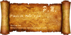 Paulik Mária névjegykártya